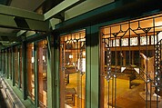 The Metropolitan Museum of Art, Frank Lloyd Wright Room, 1912-1914 (Wayzata, Minnesota) (Gallery 745) Living Room from the Francis W. Little House: Windows and paneling, Frank Lloyd Wright (American, Richland Center, Wisconsin 1867–1959 Phoenix, Arizona), Oak, leaded glass, American