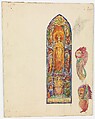 Design for window depicting Christ in majesty, Louis C. Tiffany (American, New York 1848–1933 New York), Watercolor, brown, and black ink, and graphite on paper mounted on board., American