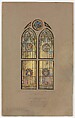 Scheme B, Suggestion for windows, Memorial Hospital, Woodmen of the Word, San Antonio, Texas, Louis C. Tiffany (American, New York 1848–1933 New York), Watercolor, gouache, and black ink on paper mounted on board in original shaped mat, American