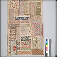 Sampler, Linen, silk, metal thread, sequins, Mexican