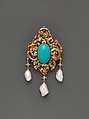 Brooch, F. Walter Lawrence American, Gold, turquoise, diamonds and pearls, American