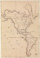 Map of the Western Hemisphere (from Sketchbook), James McNeill Whistler (American, Lowell, Massachusetts 1834–1903 London), Black ink and watercolor on light buff paper, American