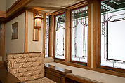 Living Room from the Francis W. Little House: Windows and paneling, Frank Lloyd Wright (American, Richland Center, Wisconsin 1867–1959 Phoenix, Arizona), Oak, leaded glass, American