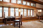 Living Room from the Francis W. Little House: Windows and paneling, Frank Lloyd Wright (American, Richland Center, Wisconsin 1867–1959 Phoenix, Arizona), Oak, leaded glass, American