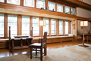 Living Room from the Francis W. Little House: Windows and paneling, Frank Lloyd Wright (American, Richland Center, Wisconsin 1867–1959 Phoenix, Arizona), Oak, leaded glass, American