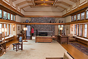 Living Room from the Francis W. Little House: Windows and paneling, Frank Lloyd Wright (American, Richland Center, Wisconsin 1867–1959 Phoenix, Arizona), Oak, leaded glass, American