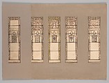 Design for a window, Louis C. Tiffany (American, New York 1848–1933 New York), Watercolor, and ink on paper in original matt, American