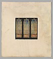 Design for three windows, Louis C. Tiffany (American, New York 1848–1933 New York), Watercolor, black ink, and graphite on paper mounted on board, American