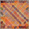 Quilt, Broken Dishes pattern, Silk and cotton, American