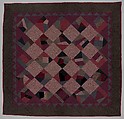 Quilt, Crazy pattern, Silk, silk velvet, and wool, American