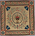 Tablecover, Wool embroidered with silk, American
