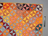 Quilt, Broken Dishes pattern, Silk and cotton, American