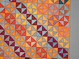 Quilt, Broken Dishes pattern, Silk and cotton, American