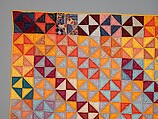 Quilt, Broken Dishes pattern, Silk and cotton, American
