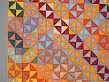 Quilt, Broken Dishes pattern, Silk and cotton, American