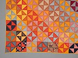 Quilt, Broken Dishes pattern, Silk and cotton, American