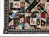 Quilt (or decorative throw), Crazy pattern, Tamar Horton Harris North (1833–1905), Silk, silk velvet, cotton, and cotton lace, American