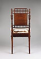 Side chair, Herter Brothers (German, active New York, 1864–1906), Rosewood, brass, mother-of-pearl, and reproduction upholstery, American