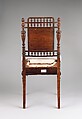 Side chair, Herter Brothers (German, active New York, 1864–1906), Rosewood, brass, mother-of-pearl, and reproduction upholstery, American