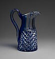 Pitcher, Brooklyn Flint Glass Company  American, Blue-cut-to-clear glass, American