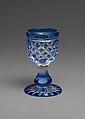 Cordial, Brooklyn Flint Glass Company  American, Blue-cut-to-clear glass, American