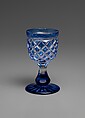 Cordial, Brooklyn Flint Glass Company  American, Blue-cut-to-clear glass, American