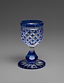Cordial, Brooklyn Flint Glass Company  American, Blue-cut-to-clear glass, American