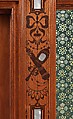 Architectural woodwork and paneling, George A. Schastey &amp; Co. (American, New York, 1873–1897), Satinwood, purpleheart, mother-of-pearl, silver-plated brass, mirrored glass, marble, and reproduction upholstery, American