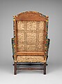 Easy Chair, Upholstered by Caleb Gardner Jr. (American, 1729–1801), Walnut, maple; wool on linen ground (front panel), wool and silk on linen ground (back panel), silk and cotton tape, silk and wool tape, American