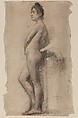 Standing Female Nude, Frederick William MacMonnies (American, New York 1863–1937 New York), Graphite on paper, mounted on board, American