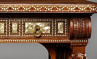 Library Table, Herter Brothers (German, active New York, 1864–1906), Rosewood, brass, mother-of-pearl, and abalone, American