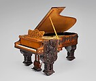 Model B grand piano from the William Clark House, Newark, New Jersey, Case by George A. Schastey &amp; Co. (American, New York, 1873–1897), Rosewood, satinwood, purpleheart, brass, and silver, American