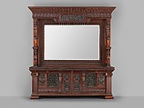 Cabinet from the entrance hall of Worsham-Rockefeller House, George A. Schastey & Co. (American, New York, 1873–1897), Mahogany, brass, mirror glass, and marble, American
