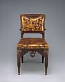 Side chair, Herter Brothers (German, active New York, 1864–1906), Oak, brass, and reproduction leather upholstery, American