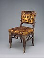 Side chair, Herter Brothers (German, active New York, 1864–1906), Oak, brass, and reproduction leather upholstery, American
