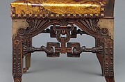 Side chair, Herter Brothers (German, active New York, 1864–1906), Oak, brass, and reproduction leather upholstery, American