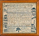 Sampler with apocalyptic verse, Ann McFarlan (1817–1835), Linen embroidery on linen, American