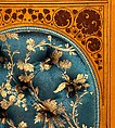 Side chair, George A. Schastey &amp; Co. (American, New York, 1873–1897), Satinwood, purpleheart, brass castors, reproduction upholstery, American