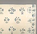 Embroidered coverlet, Linen embroidered with linen thread, American