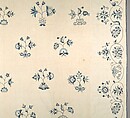 Embroidered coverlet, Linen embroidered with linen thread, American