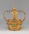 Crown of the Virgin of the Immaculate Conception, known as the Crown of the Andes, Gold, repoussé and chased; emeralds, Colombian; Popayán