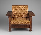 Armchair, Frank Lloyd Wright (American, Richland Center, Wisconsin 1867–1959 Phoenix, Arizona), White oak, wool, American