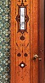 Architectural woodwork and paneling, George A. Schastey &amp; Co. (American, New York, 1873–1897), Satinwood, purpleheart, mother-of-pearl, silver-plated brass, mirrored glass, marble, and reproduction upholstery, American