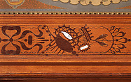 Architectural woodwork and paneling, George A. Schastey &amp; Co. (American, New York, 1873–1897), Satinwood, purpleheart, mother-of-pearl, silver-plated brass, mirrored glass, marble, and reproduction upholstery, American