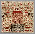 Embroidered Sampler, Barbara Landis (1816–1884), Wool on linen, embroidered, American