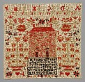 Embroidered Sampler, Barbara Landis (1816–1884), Wool on linen, embroidered, American