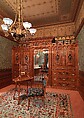Architectural woodwork and paneling, George A. Schastey &amp; Co. (American, New York, 1873–1897), Satinwood, purpleheart, mother-of-pearl, silver-plated brass, mirrored glass, marble, and reproduction upholstery, American