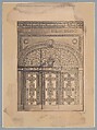 Entrance, Farwell Building, Detroit, Louis C. Tiffany (American, New York 1848–1933 New York), Black ink and graphite with watercolor and compass construction on wove paper, mounted on illustration board, American