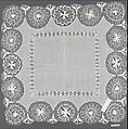 Lace handkerchief, Cotton muslin, embroidered net, Paraguayan (?)