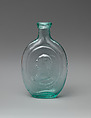 Half-pint flask, Dyottville Glass Works  American, Glass, mold-blown, American